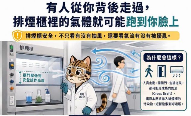 有人從你背後走過，排煙櫃裡的氣體為什麼可能跑到你臉上？